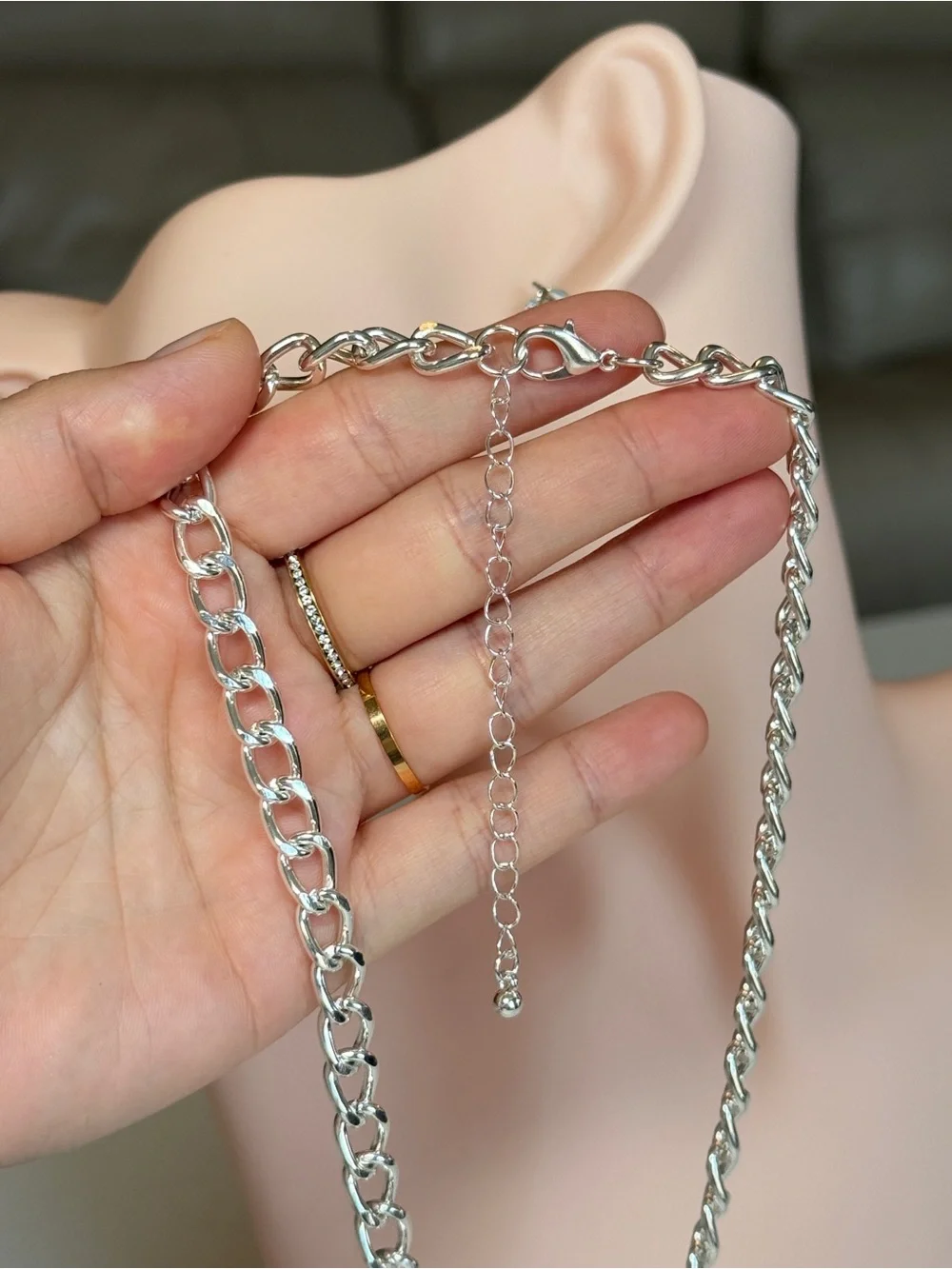 Casual Minimalist Silver Link Chain Necklace